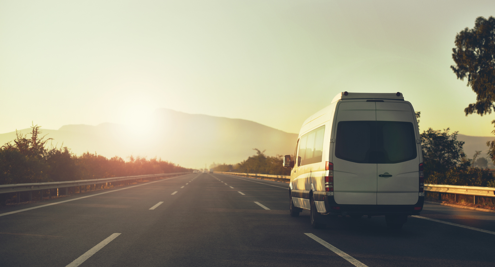 minibus in mountains